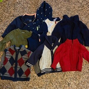 Baby Mixed Knit & Hoodie Tops - Navy, Red, Olive (Assorted Brand)